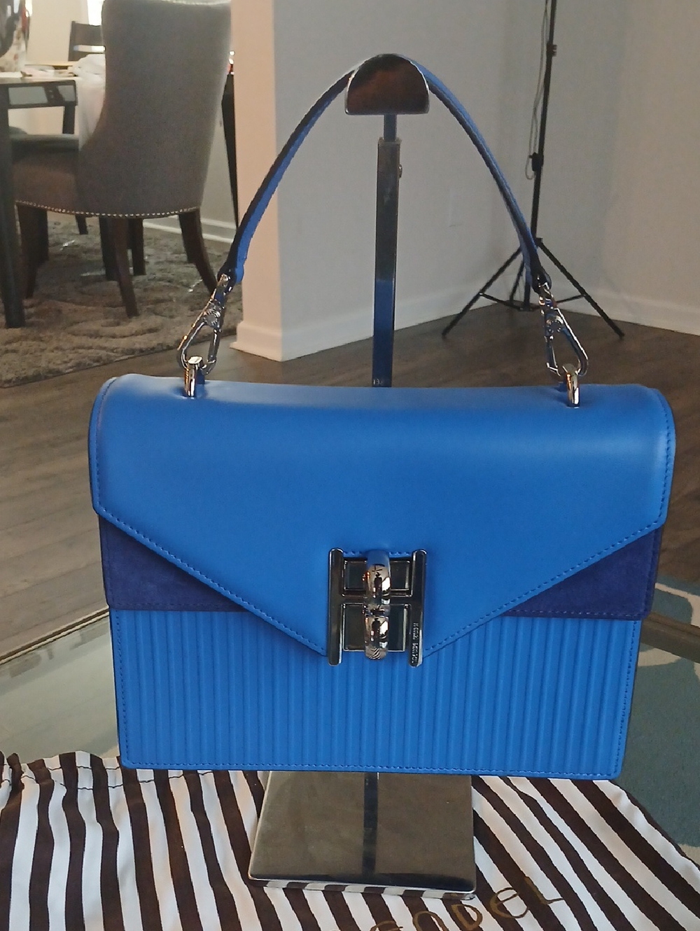 henri bendel Nwot Bold Blue Plaza Top-Handle Satchel - Picture 3 of 10